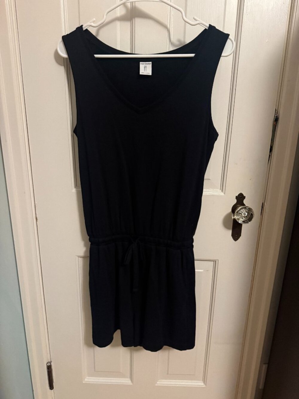 Amazon Essentials Women’s Small Black Sleeveless Romper Drawstring Waist